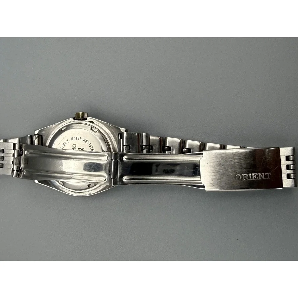 Vintage Orient Automatic 21 Jewels Blue Dial Date Stainless Steel Watch 25mm